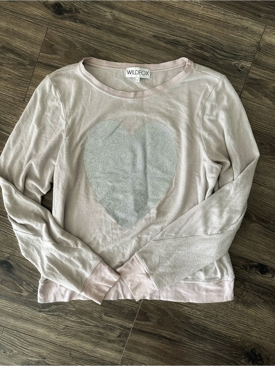 Wildfox Tops - Wildfox Pale Lavender Sweatshirt with Silver Glitter Heart